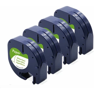 Dymo Letratag Muadil Bant 59421 721510 Beyaz Kağıt Etikete Siyah 12MM x 4 mt 4 Adet