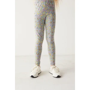 Gri Kız Çocuk Gökkuşağı Desenli Tayt