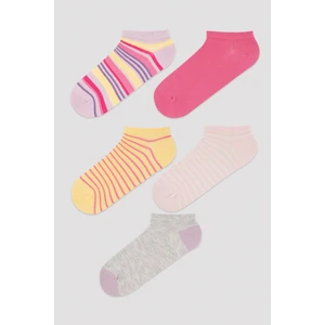 Renkli Çizgili Dokulu 5Li Patik Çorap