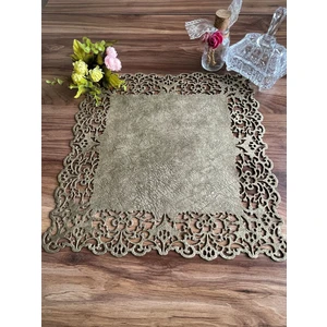 Ergüven Home Yeşil (Yağ Yeşili) Süet Kumaş Kare Amerikan Servis Takımı Supla 6'Lı 35 x 35 cm