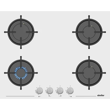 Simfer 3654 4g 65 cm Beyaz Cam Ankastre