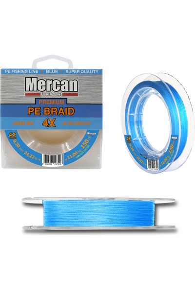 Mercan Premium Pe 4x Örgü Ip 150 M Mavi Makara Misina