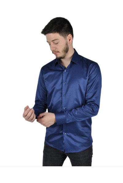 Give Way Slim Fit Saten Erkek Gömleği