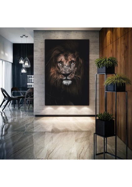 Yeleli Vahşi Asil Aslan Kral Leon King Kanvas Tablo