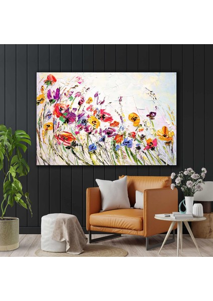Renkli Çiçek Bahçesi Yağlı Boya Kanvas Tablo