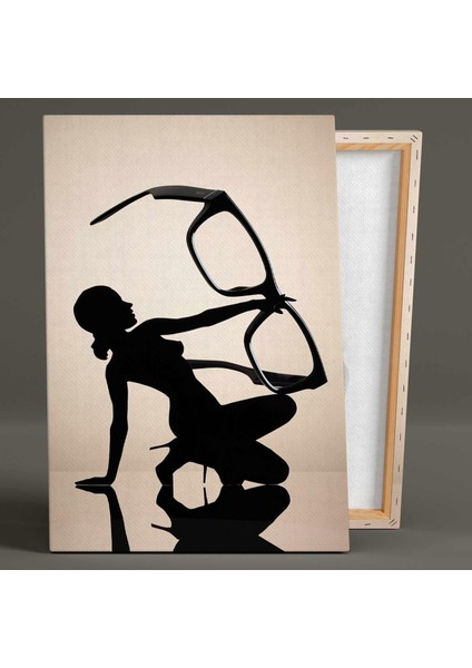 Siyah Cat Eye Kemik Gözlük Topuklu Ayakkabılı Kadın Optik Dikey Kanvas Tablo fiyatları