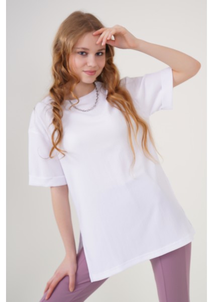 4332 Örme Tişört - Beyaz