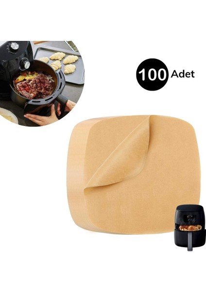 100 Adet Air Fryer Pişirme Kağıdı Tek Kullanımlık Hava Fritöz Yağ Geçirmez Yapışmaz Kağıt