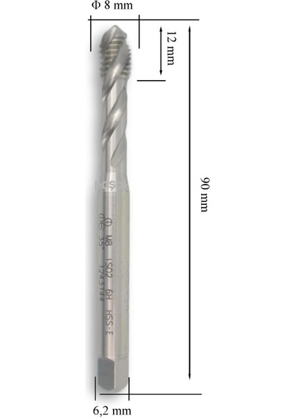 M8 Helis Makine Kılavuzu Kalın Şaftlı Hsse Dın 371/C fiyatları
