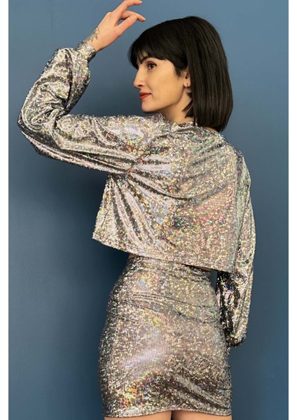 Hologram Balon Kollu Crop Bluz fiyatları