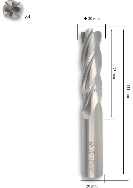 20 mm Uzun Parmak Freze Hss-Co8 Dın 844/B-N