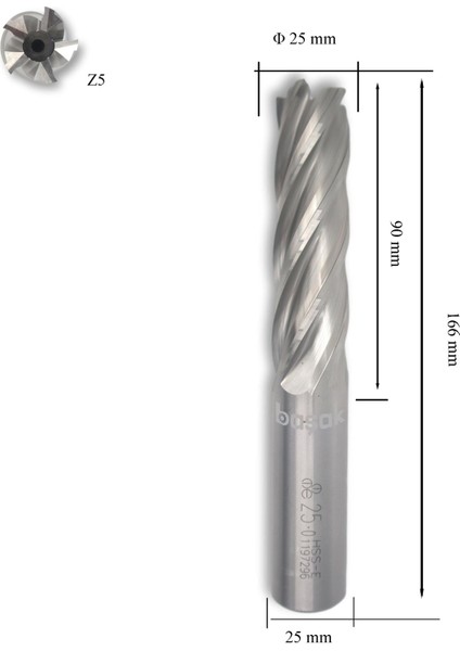 25 mm Uzun Parmak Freze Hss-Co5 Dın 844/B-N