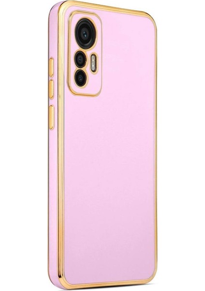 Xiaomi Mi 12 Lite Kılıf Kamera Korumalı Altın Kenar Tasarım Silikon