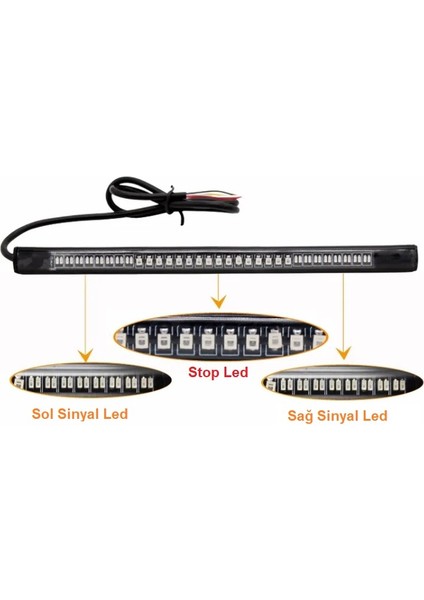Motorsiklet Park Stop Sinyal Ledi 32 Ledli Flexible LED 2 Renk