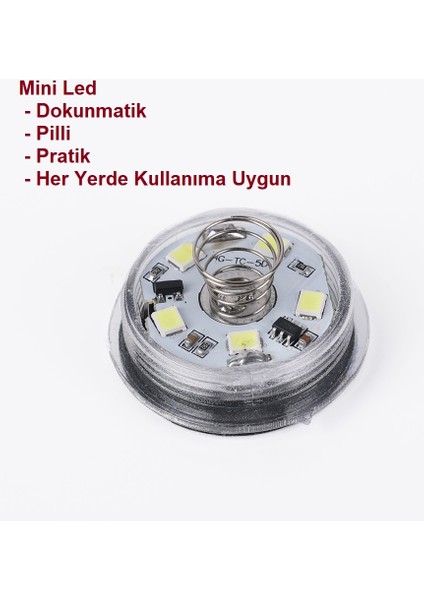 Dokunmatik Mini LED Pilli Turkuaz Renk 2 Adet