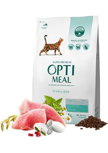 Super Premium Sterilized Hindili Yulaflı Kısırlaştırılmış Yetişkin Kedi Maması 4 Kg