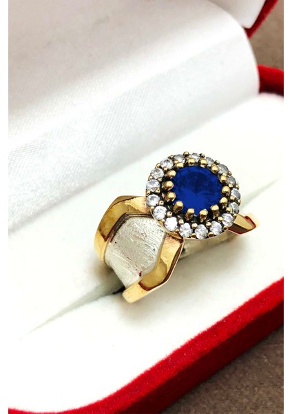 Safir Taşlı 925 Ayar Otantik Gümüş Bayan Yüzük 201021797