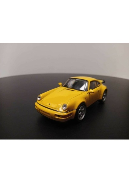 1:36 Porsche 911 Turbo Diecast Çek Bırak Model Araba (Sarı)