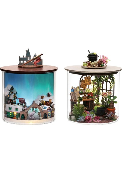 2x Dıy Minyatür Dollhouse Crafts Hediye Oyuncakları Arkadaş Doğum Günü Cadılar Bayramı Köyü ve Bahçe (Yurt Dışından)