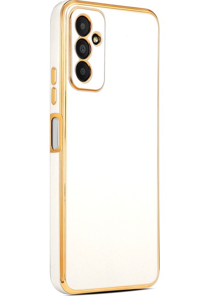 Samsung Galaxy M23 Kılıf Bark Parlak Kenarlı Kamera Korumalı Silikon + Ekran Koruyucu