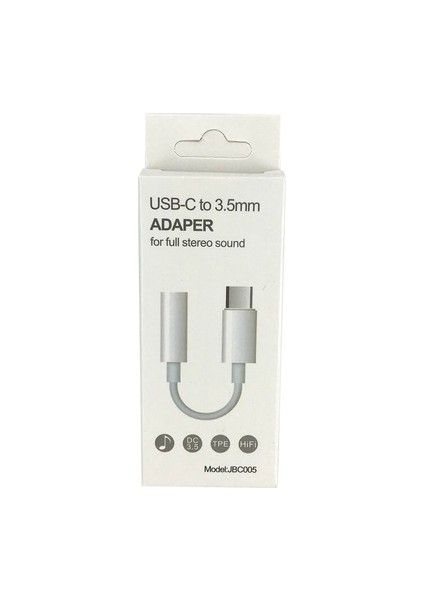 Type-C To Aux 3.5mm Kulaklık Çevirici Dönüştürücü Adaptör Usb-C Adaptör(Samsung Cihazlara Uyumsuz)