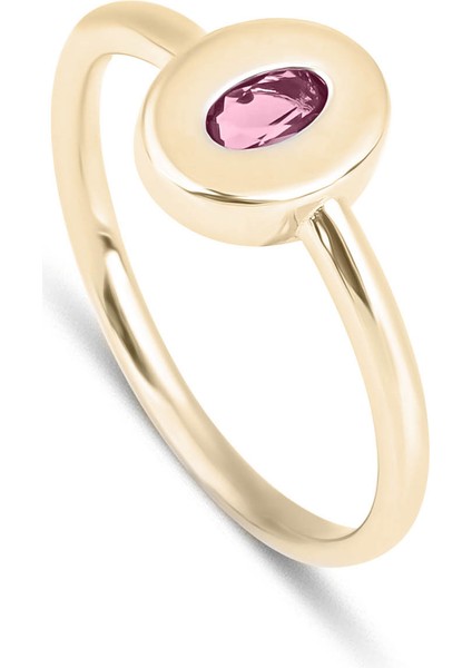 14 Ayar Altın Pembe Oval Turmalin Yüzük ALM001-T14G