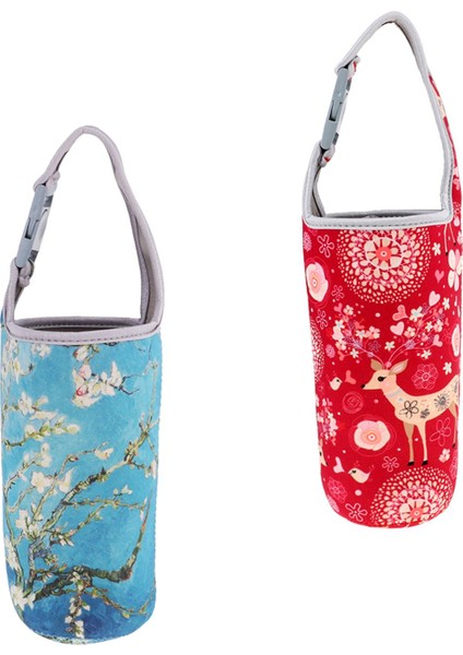 2ADET Yalıtımlı Neopren Tumbler Taşıyıcı Tutucu Tutucu Çiçek Kırmızı (Yurt Dışından)