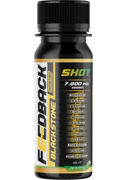 Black Stone Pre-Workout 60 Ml*2 Shot 4 Servis Yeşil Elma Aromalı Deneme Paketi fiyatları