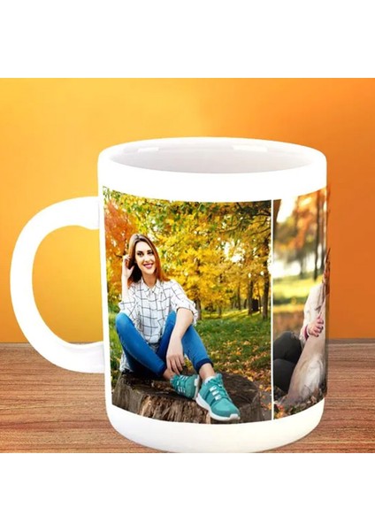 Kişiye Özel 3 Fotoğraflı Tek Beyaz Kupa