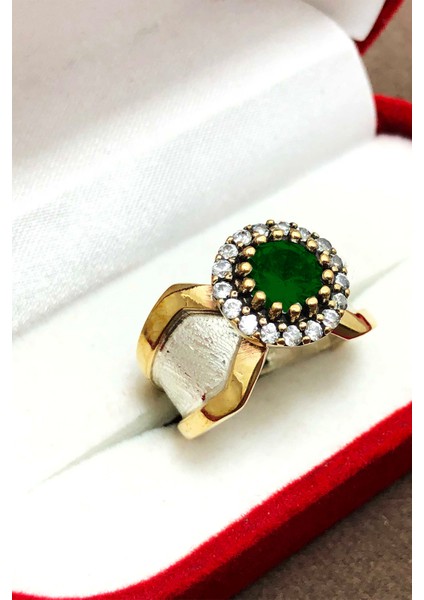 Zümrüt Taşlı 925 Ayar Otantik Gümüş Bayan Yüzük 201021796