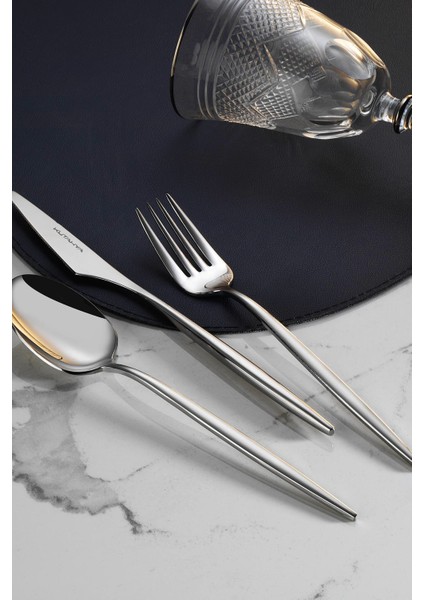 Azur 18 Parça 6 Kişilik Çatal Kaşık Bıçak Seti Sade