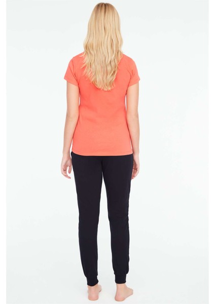 Kadın Mercan Yuvarlak Yaka Pijama Takımı 16878 modelleri