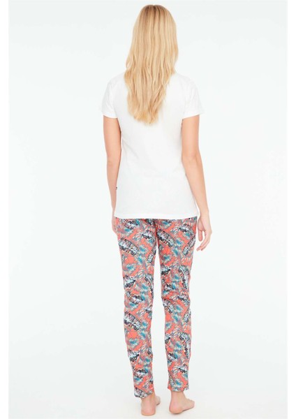 Kadın Ekru Yuvarlak Yaka Pijama Takımı 16913 modelleri