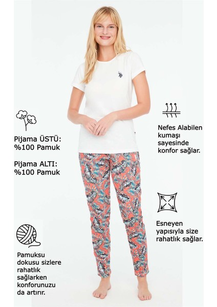 Kadın Ekru Yuvarlak Yaka Pijama Takımı 16913 fırsatları