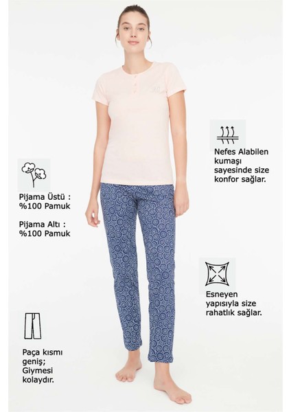 - Kadın Pudra Patlı Pijama Takımı 3882