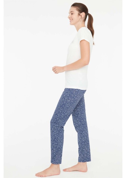 - Kadın Ekru Battal Pijama Takımı 3887
