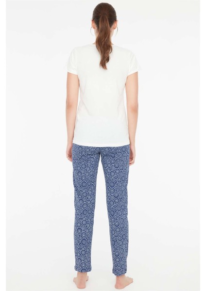 - Kadın Ekru Battal Pijama Takımı 3887