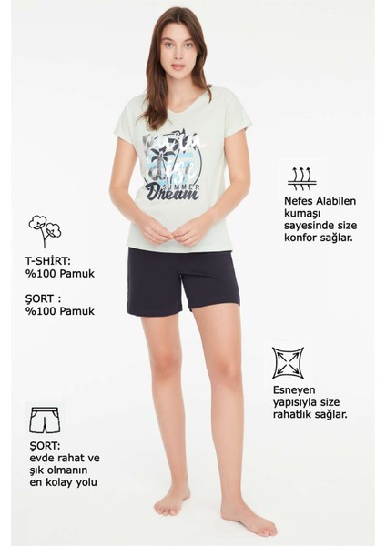 - Kadın Yeşil V-Yaka Şort Takımı 3878 fırsatları