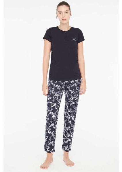 - Kadın Lacivert Battal Pijama Takımı 3885