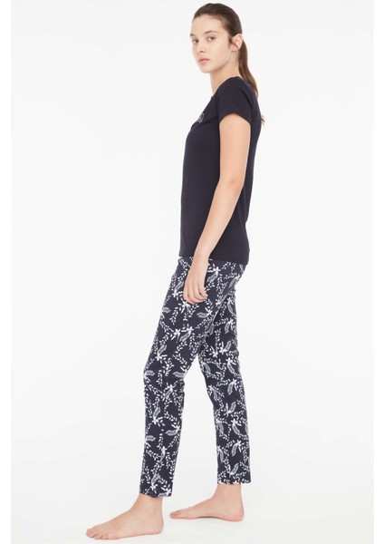 - Kadın Lacivert Battal Pijama Takımı 3885