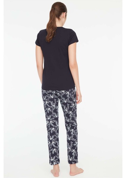 - Kadın Lacivert Battal Pijama Takımı 3885