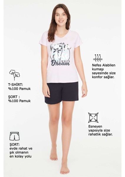 - Kadın Pembe V-Yaka Şort Takımı 3878 fırsatları