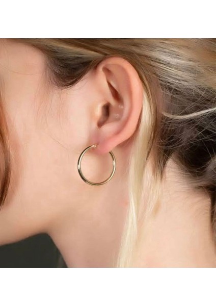 Kadın 316L Çelik Gold Halka Küpe