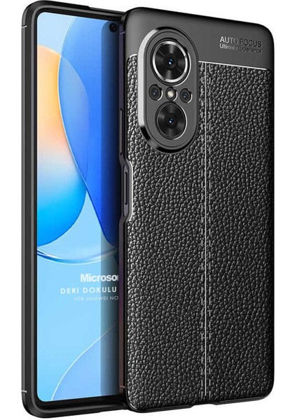 Huawei Nova 9 Se Kılıf Deri Dokulu Silikon Siyah