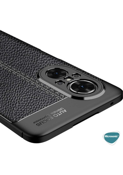 Huawei Nova 9 Se Kılıf Deri Dokulu Silikon Siyah