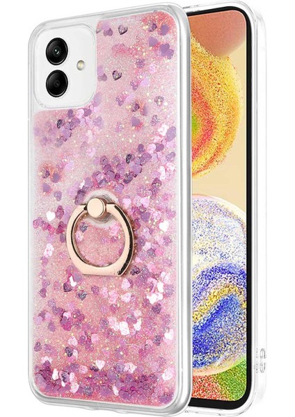 Samsung Galaxy A04 Kılıf Glitter Liquid Holder Pembe