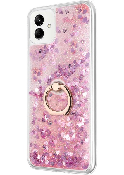 Samsung Galaxy A04 Kılıf Glitter Liquid Holder Pembe