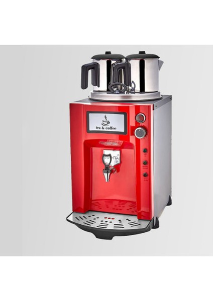 DE12P Remta Elektrikli 2 Demlikli Premium Jumbo Çay Makinesi 15 Lt Kırmızı - Demlik Dahil