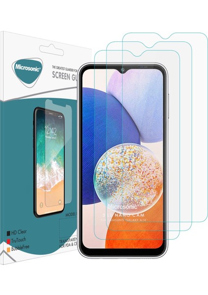 Samsung Galaxy A14 Screen Protector Nano Glass Cam Ekran Koruyucu (3`lü Paket)