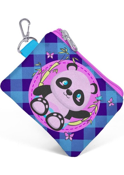 Kids Açık Pembe Mor Pandalı Bozuk Para Çantası 21759